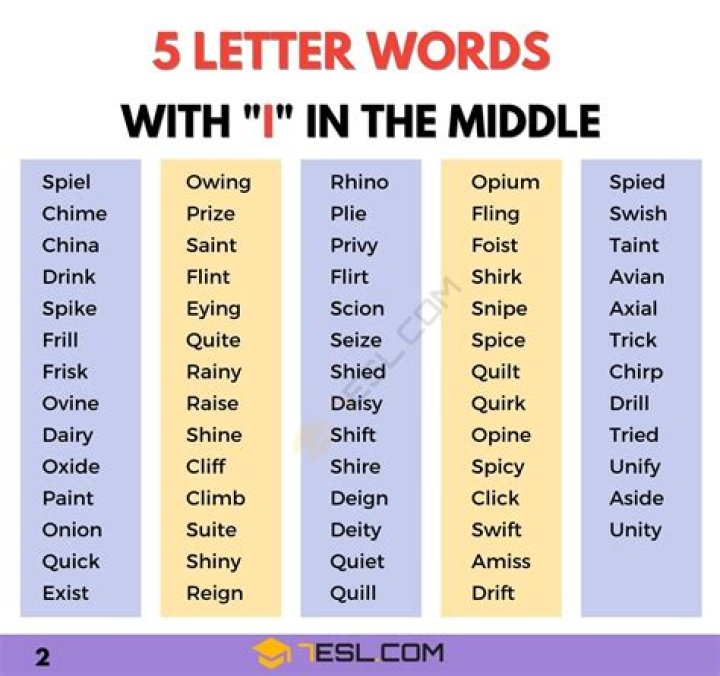 5 Letter Words with IN in the Middle