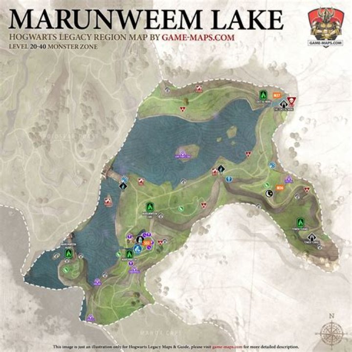 Marunweem Lake Map for Hogwarts Legacy